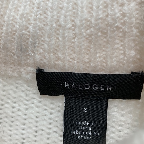 Halogen 🤍 Ostrich Feather Ivory Cream Off White Turtleneck Long Sleeve Sweater - Picture 6 of 14